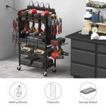Power Tool Organizer Cart with Charging Station