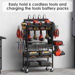 Power Tool Organizer Cart with Charging Station