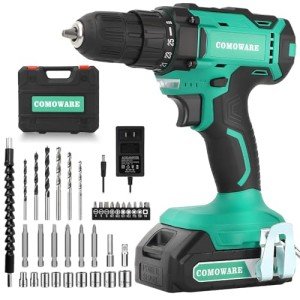 COMOWARE 20V Cordless Drill with 2 Batteries & Charger