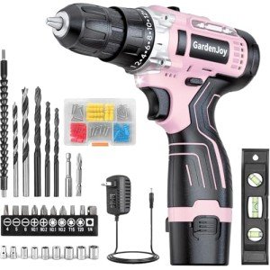 GardenJoy 12V Cordless Power Drill Set with Accessories