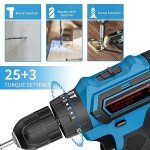 21V Cordless Power Drill Set with 2 Batteries