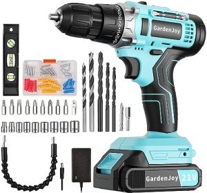 GardenJoy 21V Cordless Power Drill Set with Accessories