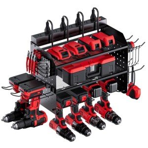 Power Tool Organizer with Charging Station and Pegboards