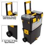 Wheeled Rolling Tool Box with Foldable Handle