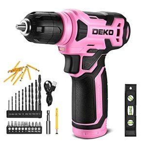 DEKOPRO 8V Cordless Pink Drill Set with Accessories