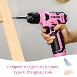 DEKOPRO 8V Cordless Pink Drill Set with Accessories