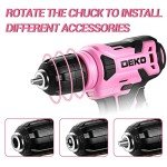 DEKOPRO 8V Cordless Pink Drill Set with Accessories