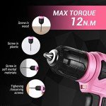 DEKOPRO 8V Cordless Pink Drill Set with Accessories
