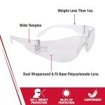 Radians Clear Scratch-Resistant Wraparound Safety Glasses
