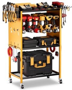 Rolling Power Tool Organizer with Wheels and Storage
