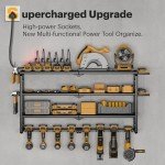 Power Tool Organizer with Power Strip and Shelves