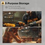 Power Tool Organizer with Power Strip and Shelves