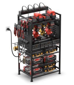 Power Tool Organizer with Charging Station & Rack