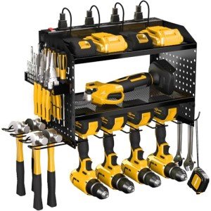 Veitorld Wall-Mounted Power Tool Organizer with Charging Station