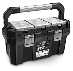 Anyyion 17-Inch Rugged Toolbox with Removable Tray