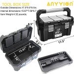 Anyyion 17-Inch Rugged Toolbox with Removable Tray
