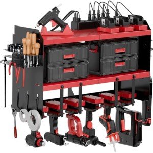 Wall Mount Power Tool Organizer with Charging Station