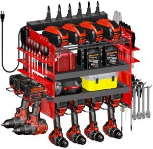HOMECOR Wall-Mount Power Tool Organizer with Charging Station