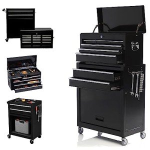 8-Drawer Rolling Tool Box with Lock and Wheels