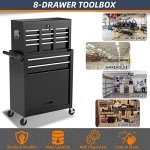 8-Drawer Rolling Tool Box with Lock and Wheels