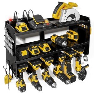 Power Tool Wall Organizer with Charging Station