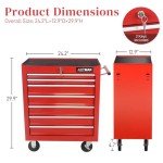 7-Drawer Rolling Tool Chest with Wheels - Red