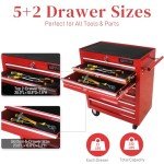 7-Drawer Rolling Tool Chest with Wheels - Red
