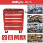 7-Drawer Rolling Tool Chest with Wheels - Red