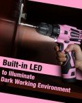 WORKPRO 12V Electric Screwdriver Set with Pink Tape