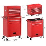 Goplus 6-Drawer Rolling Tool Chest with Lockable Wheels