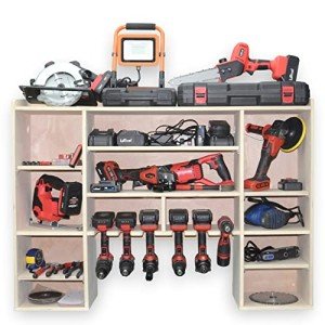 Wall-Mounted Power Tool Organizer and Charging Station