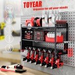 Wall-Mount Power Tool Organizer with 7 Drill Holders