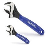 WORKPRO 2-Piece Adjustable Wrench Set, Blue