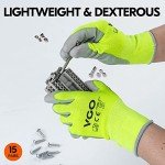 Vgo 15-Pair Yellow Safety Work Gloves, Size L