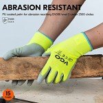 Vgo 15-Pair Yellow Safety Work Gloves, Size L