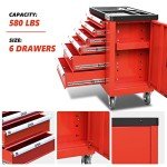 Heavy Duty 6-Drawer Rolling Tool Cart Cabinet