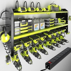 Power Tool Organizer with Charging Station & Drill Holder