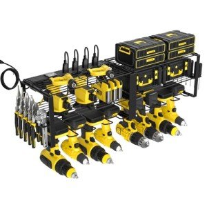 3-Tier Wall-Mounted Power Tool Organizer with Charger