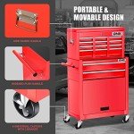 2-Pcs Red Combination Tool Rolling Cabinet