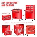 2-Pcs Red Combination Tool Rolling Cabinet