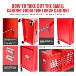 2-Pcs Red Combination Tool Rolling Cabinet