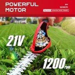 21V Cordless Hedge Trimmer with Rechargeable Battery