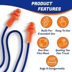 100 Pairs of Corded Silicone Earplugs for Noise Reduction