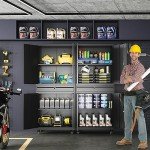 Yizosh Rolling Metal Garage Storage Cabinet with Lockbox