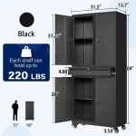 Yizosh Rolling Metal Garage Storage Cabinet with Lockbox