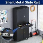 Yizosh Rolling Metal Garage Storage Cabinet with Lockbox