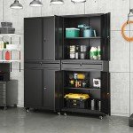 Yizosh Rolling Metal Garage Storage Cabinet with Lockbox