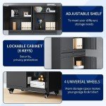 Yizosh Rolling Metal Garage Storage Cabinet with Lockbox
