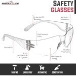 BISON LIFE Clear Polycarbonate Safety Glasses (12 Pack)
