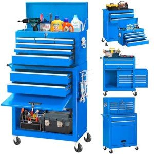 8-Drawer Rolling Tool Chest with Wheels - Blue